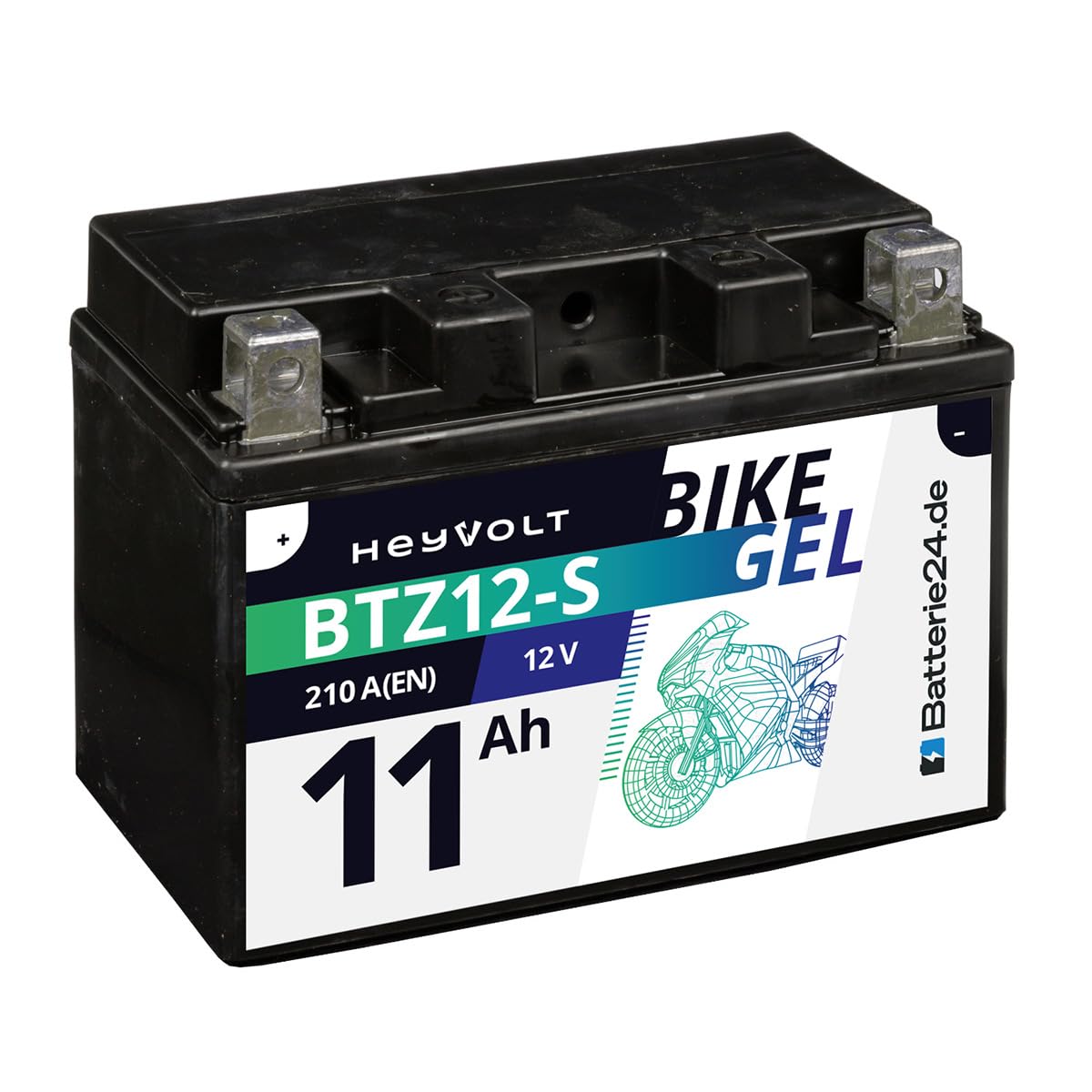 HeyVolt GEL Motorradbatterie 12V 11Ah 51120 YTZ12-S CTZ14-S ETZ14-S YTZ14-4, 51101 von Batterie24.de