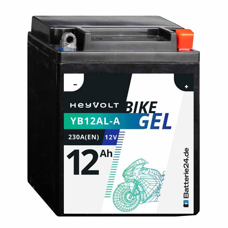 HeyVolt GEL Motorradbatterie 12V 12Ah YB12AL-A YB12AL-A2 YB12AL-A GB12AL-A 51213 von Batterie24.de
