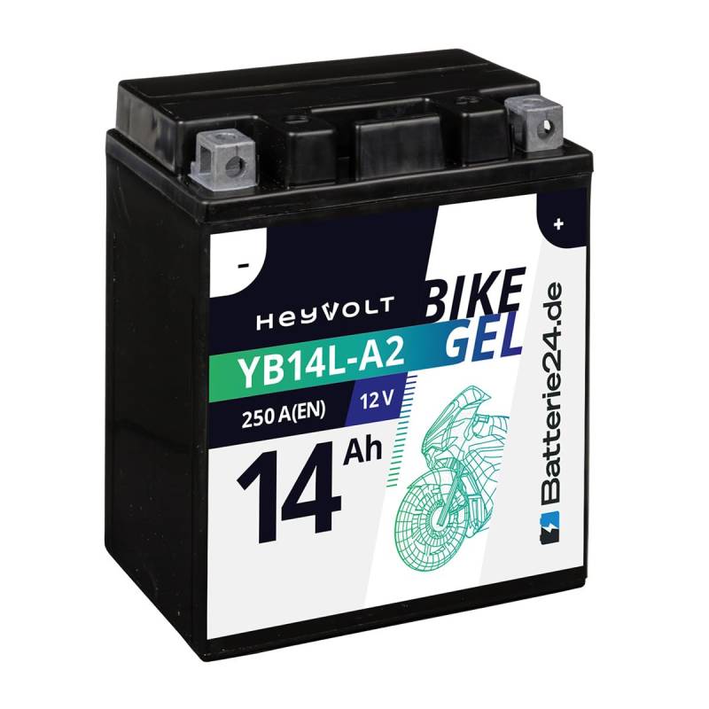HeyVolt GEL Motorradbatterie 12V 14Ah 51411 YB14L-A2 CB14L-A2 12N14-3A FB14L-A2 FB14L-A2 von Batterie24.de