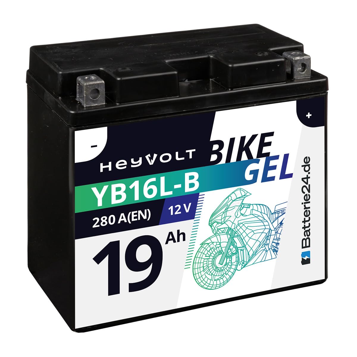 HeyVolt GEL Motorradbatterie 12V 19Ah YB16L-B SYB16L-B GM16Z-3B FB16-L-B 6D4P EB16L-B HeyVolt GEL Motorradbatterie 12V 19Ah YB16L-B SYB16L-B GM16Z-3B FB16-L-B 6D4P EB16L-B von Batterie24.de