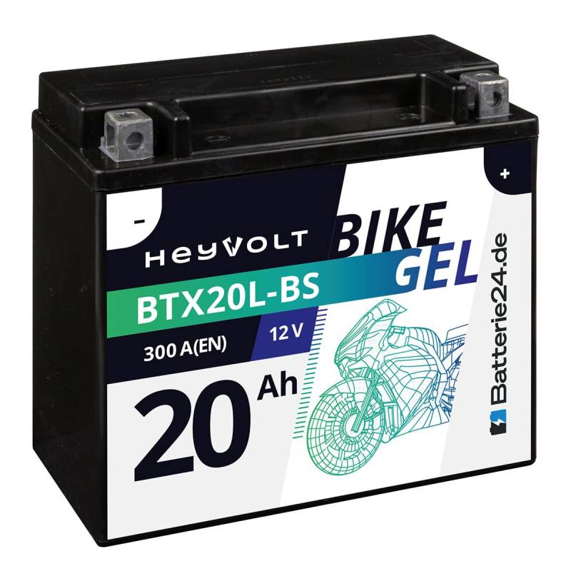 HeyVolt GEL Motorradbatterie 12V 20Ah 52014 82000 BTX20L-BS YTX20L-BS CTX20L-BS GTX20-BS CTX20L-BS von Batterie24.de
