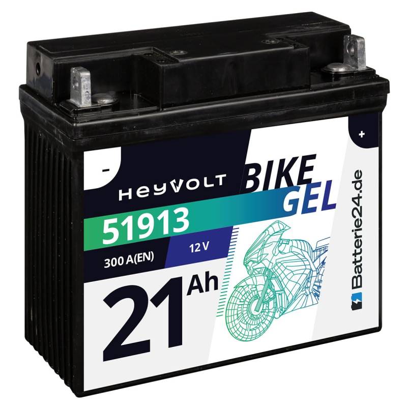 HeyVolt GEL Motorradbatterie 12V 21Ah 51913 R850 R1100 R1150 GS K1200 mit ABS 52001 von Batterie24.de