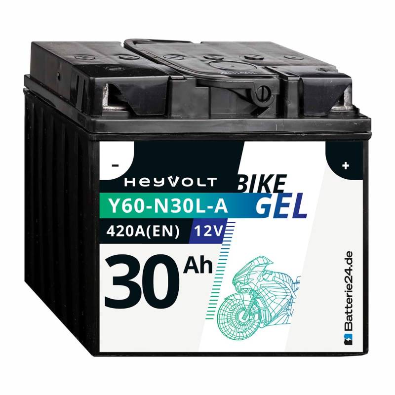 HeyVolt GEL Motorradbatterie 12V 30Ah Y60-N30L-A C60-N30L-A 53030 C60-N30L-A von Batterie24.de