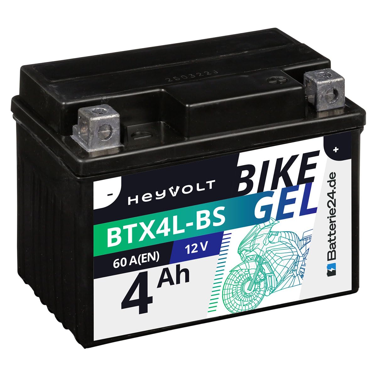 Batterie24.de HeyVolt GEL Motorradbatterie 12V 4Ah Rollerbatterie BTX4L-BS YTX4L-BS CTX4L-BS 50314 YT4L-BS Batterie24.de HeyVolt GEL Motorradbatterie 12V 4Ah Rollerbatterie BTX4L-BS YTX4L-BS CTX4L-BS 50314 YT4L-BS von Batterie24.de