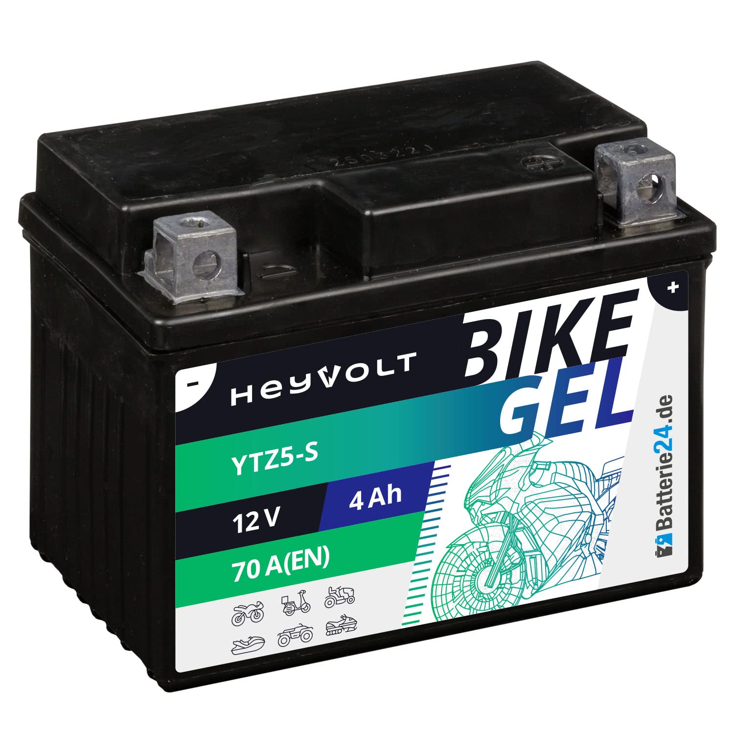 HeyVolt GEL Motorradbatterie 12V 4Ah YTZ5-S JMTZ5S Starter Roller Quad ATV Batterie von Batterie24.de