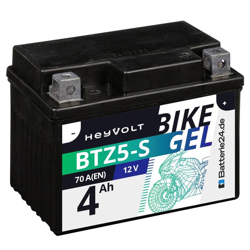 HeyVolt GEL Motorradbatterie 12V 4Ah YTZ5-S JMTZ5S Starter Roller Quad ATV Batterie von Batterie24.de