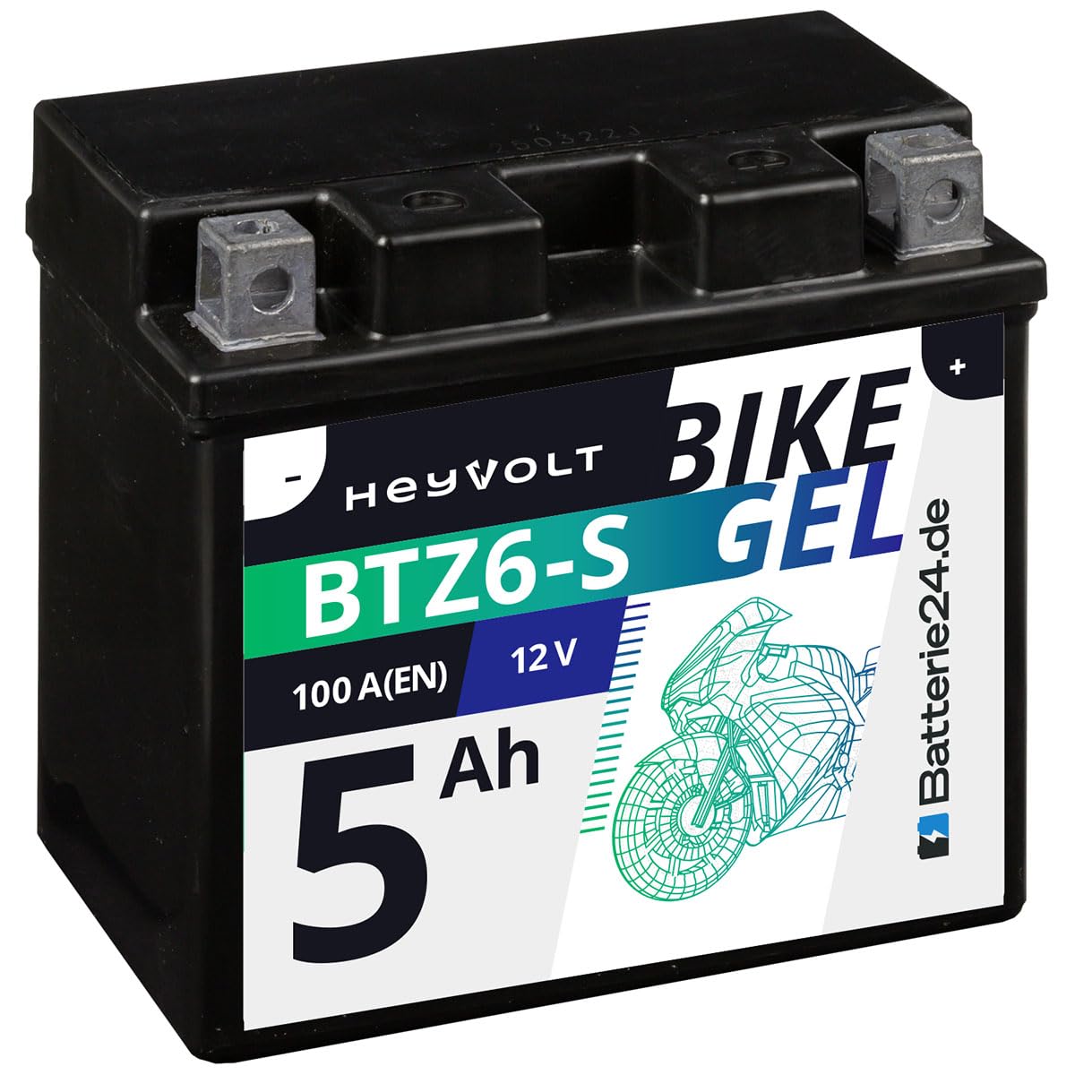 HeyVolt GEL Motorradbatterie 12V 5Ah YTZ6-S YTZ6V 50616 GEL12-6ZS Quad Roller Moped von Batterie24.de