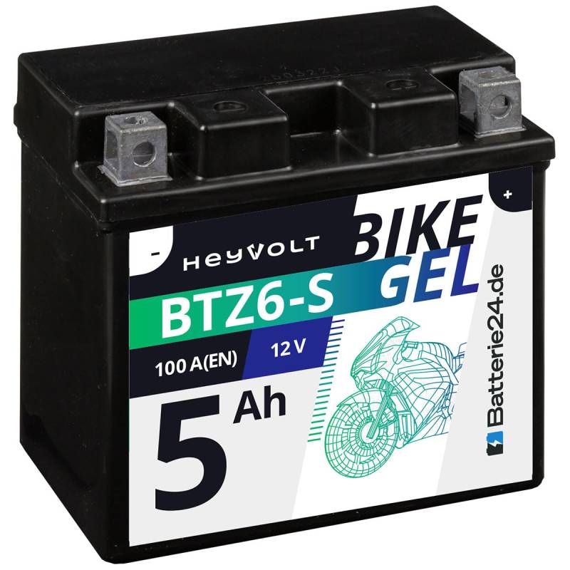 HeyVolt GEL Motorradbatterie 12V 5Ah BTZ6-S YTZ6-S YTZ6V 50616 GEL12-6ZS Quad Roller Moped von Batterie24.de