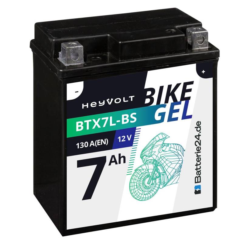 HeyVolt GEL Motorradbatterie 12V 7Ah 50614 BTX7L-BS YTX7L-BS CTX7L-BS FTX7L-BS HTX7L-BS DTX7L-BS von Batterie24.de