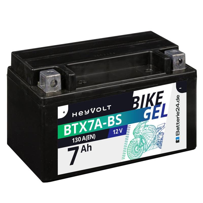 HeyVolt GEL Motorradbatterie 12V 7Ah 50615 BTX7A-BS YTX7A-BS CTX7A-BS SLA12-7Z-S FTX7A-BS GTX7A von Batterie24.de