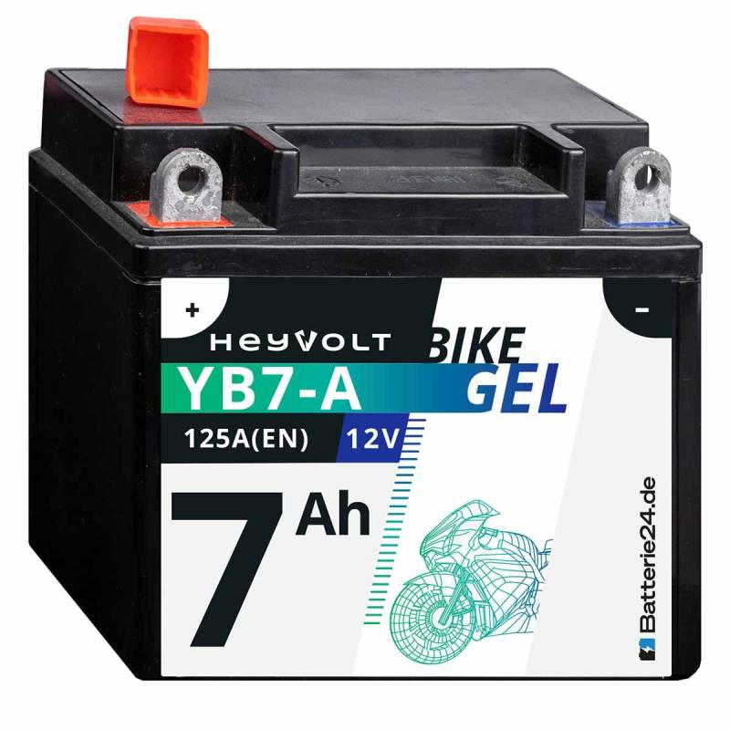 HeyVolt GEL Motorradbatterie 12V 7Ah YB7-A 50813 12N7-4A CB7-A FB7-A von Batterie24.de