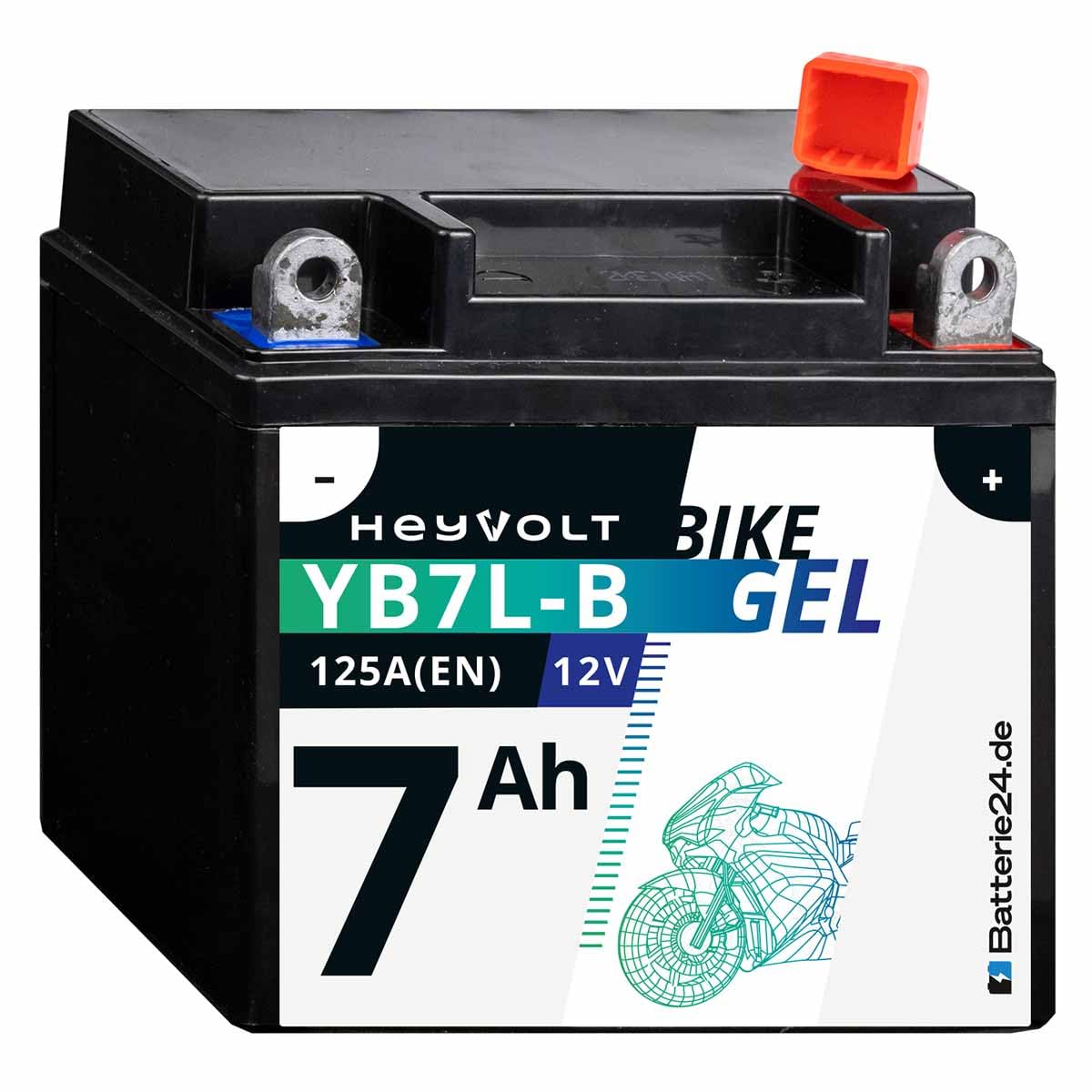 HeyVolt GEL Motorradbatterie 12V 7Ah YB7L-B FB7L-B CB7L-B EB7L-B 50712 von Batterie24.de