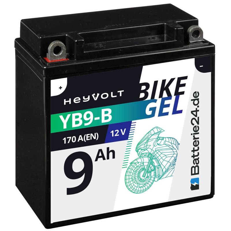 HeyVolt GEL Motorradbatterie 12V 9Ah 12N9-4B-1 YB9-B CB9-B 50914 12-9-4B-1 JMB9-B von Batterie24.de