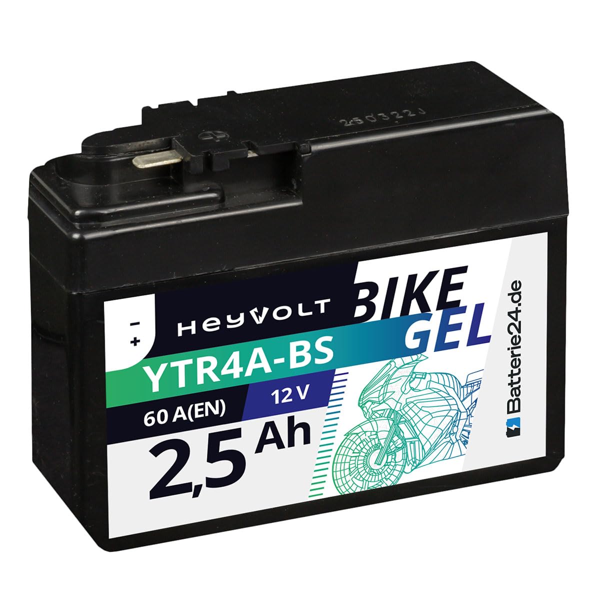 HeyVolt GEL Rollerbatterie 12V 2,5Ah YTR4A-BS SZX 50 X Cross Sport X8R AF49 von Batterie24.de