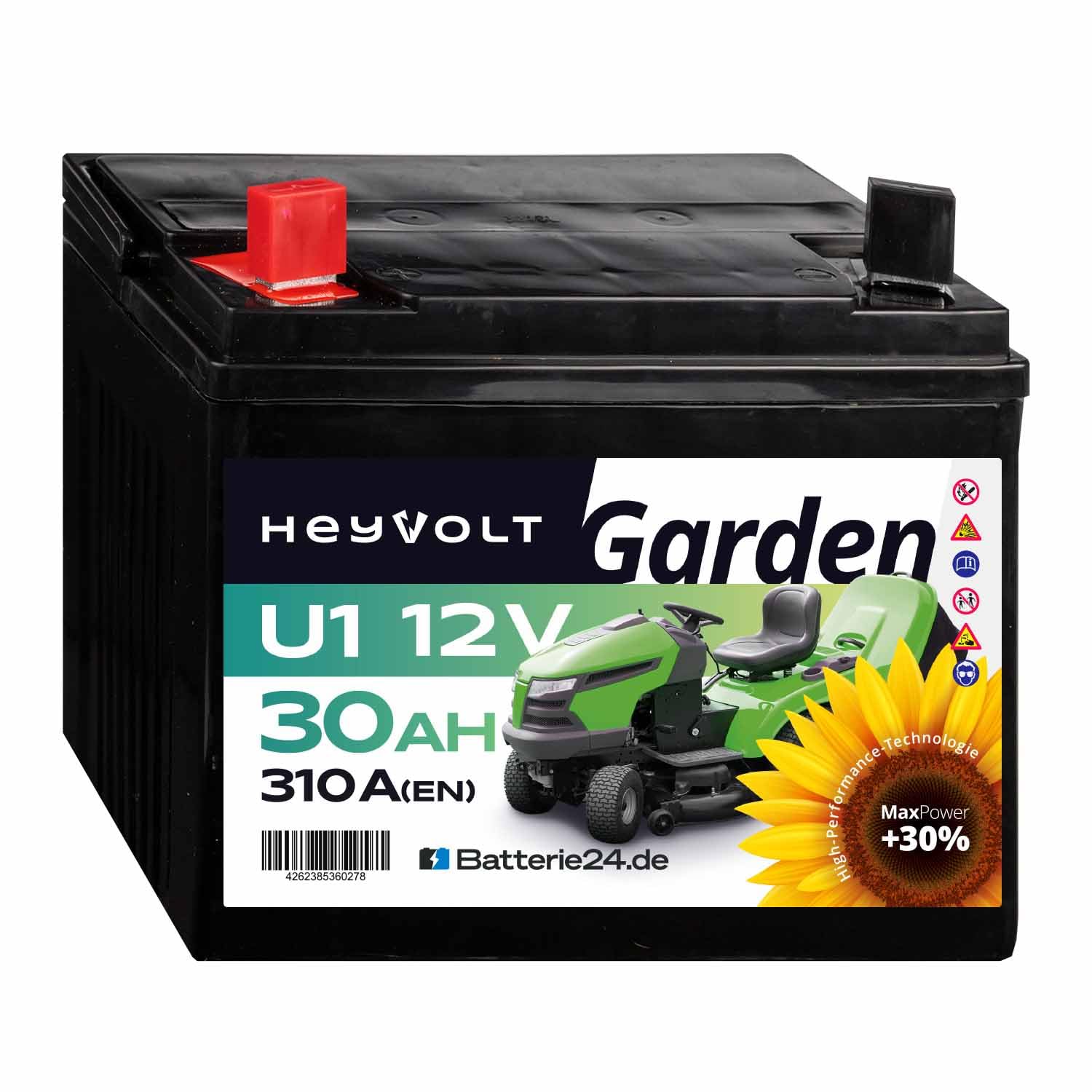 HeyVolt Garden U1 SLA Rasentraktorbatterie 30Ah 310A HeyVolt Garden U1 SLA Rasentraktorbatterie 30Ah 310A von Batterie24.de