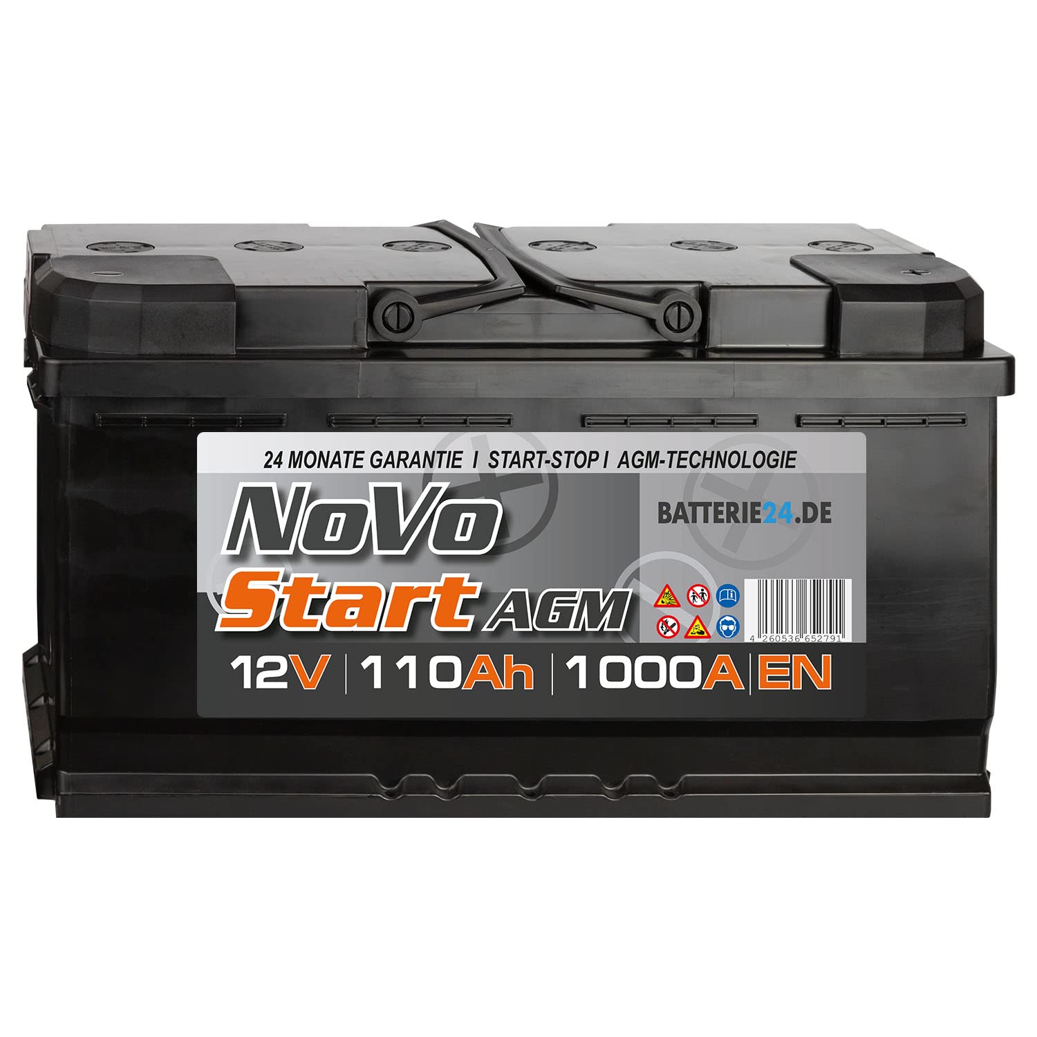 NoVo AGM Autobatterie 12V (110 Ah) von Batterie24.de