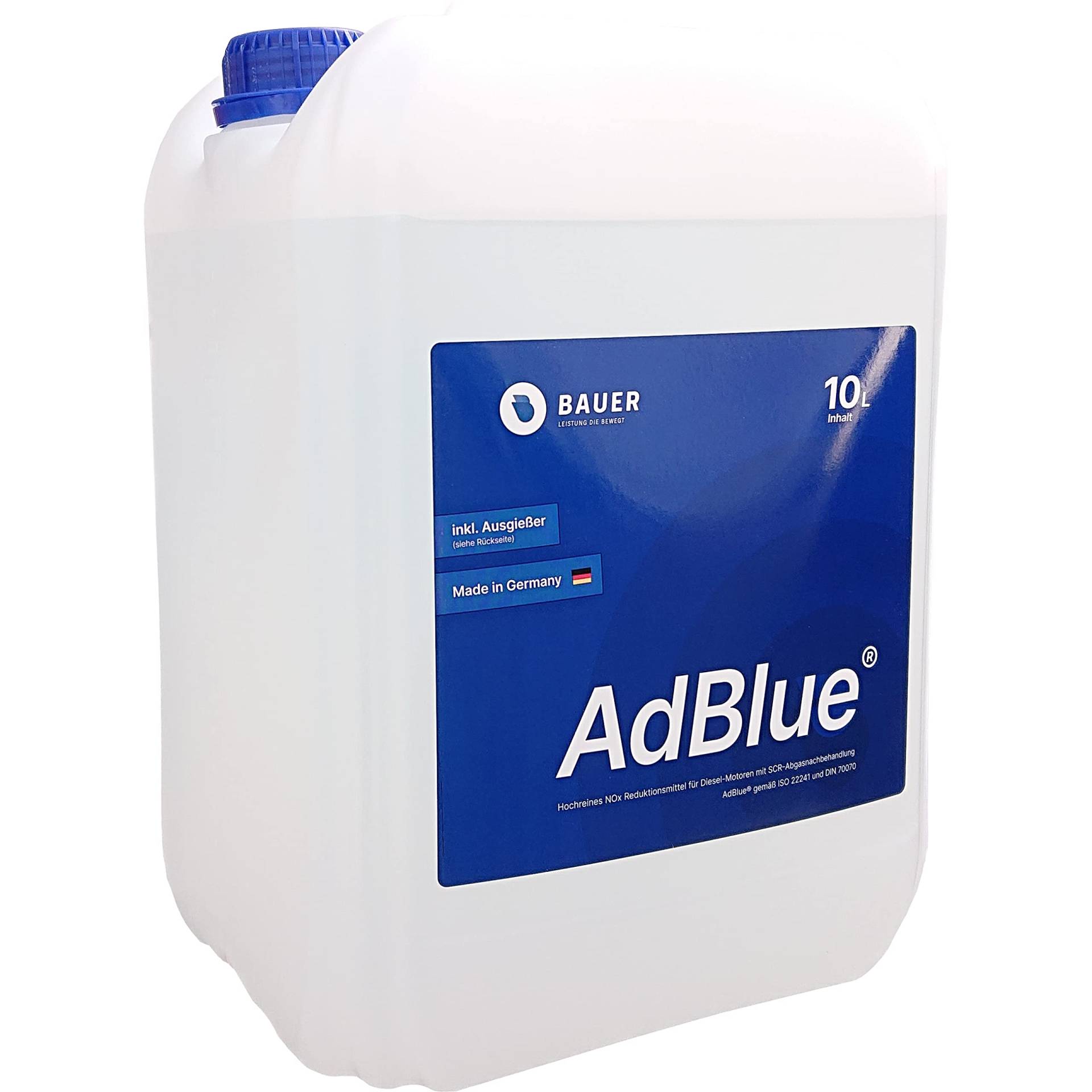 Bauer Blue AdBlue 10 Liter inkl. Einfüllschlauch Hochreine Harnstofflösung für SCR-Abgasnachbehandlung von Bauer Blue