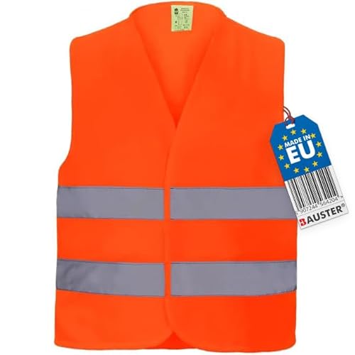 Bauster® Warnweste Auto Warnweste Universal Pannenweste Orange Sicherheitsweste Reflektorweste Auto, KFZ Pannenhilfe, Waschbar, für Autofahrern, Arbeitskräften von Bauster