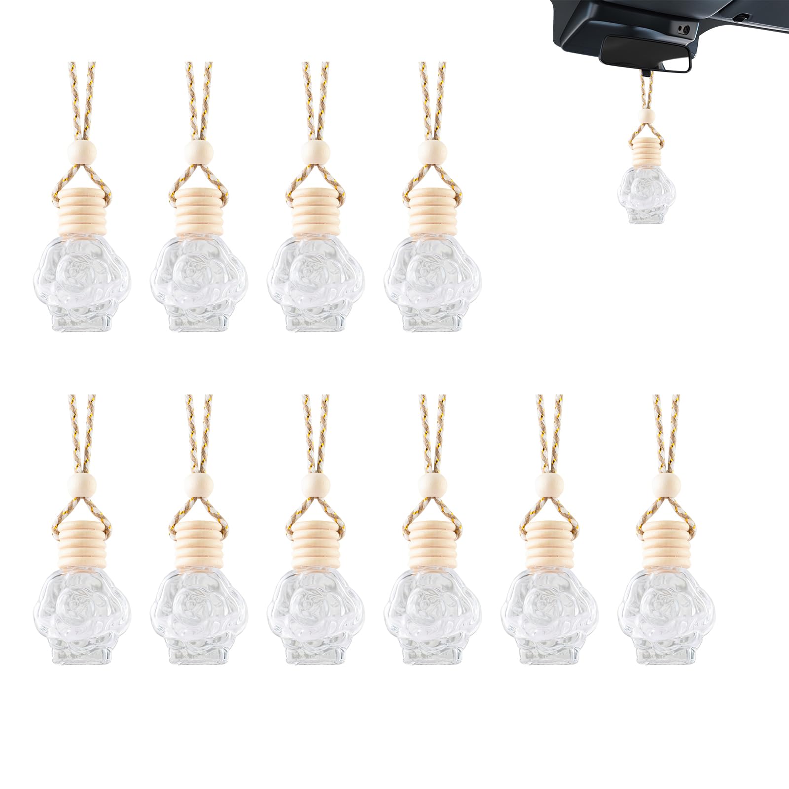 Auto-Lufterfrischer Parfümflasche,10 Stück 10ML Auto Parfüm Flasche Leer,Rose Auto Duft Nachfüllbar,Duft Diffusor Glas Flasche,Aromatherapie ätherisches Öl Diffusor für Zuhause Büro Parfüm Decor Auto-Lufterfrischer Parfümflasche,10 Stück 10ML Auto Parfüm Flasche Leer,Rose Auto Duft Nachfüllbar,Duft Diffusor Glas Flasche,Aromatherapie ätherisches Öl Diffusor für Zuhause Büro Parfüm Decor von Bavooty