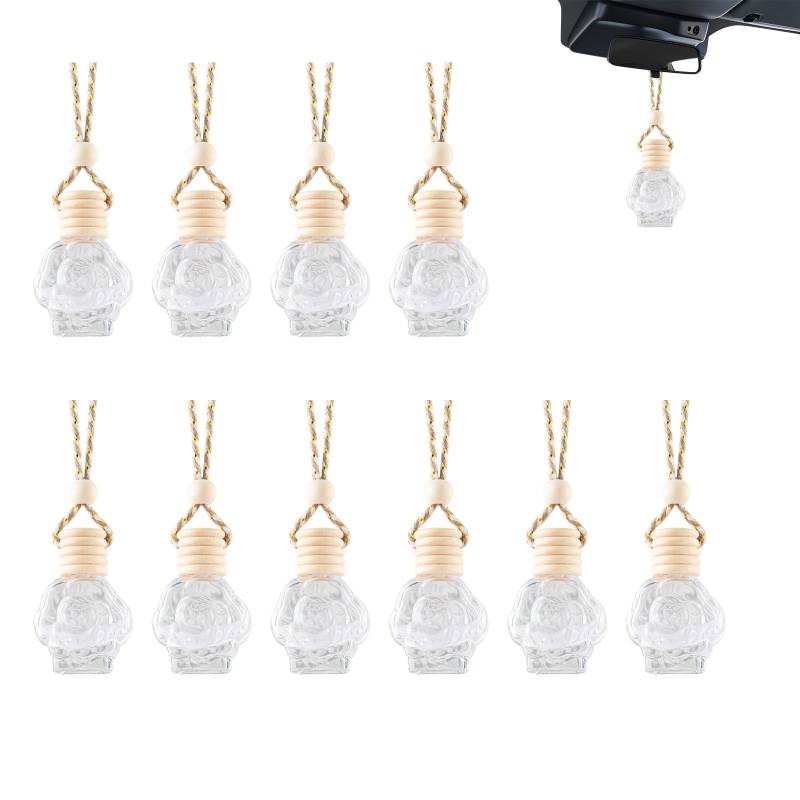 Auto-Lufterfrischer Parfümflasche,10 Stück 10ML Auto Parfüm Flasche Leer,Rose Auto Duft Nachfüllbar,Duft Diffusor Glas Flasche,Aromatherapie ätherisches Öl Diffusor für Zuhause Büro Parfüm Decor von Bavooty