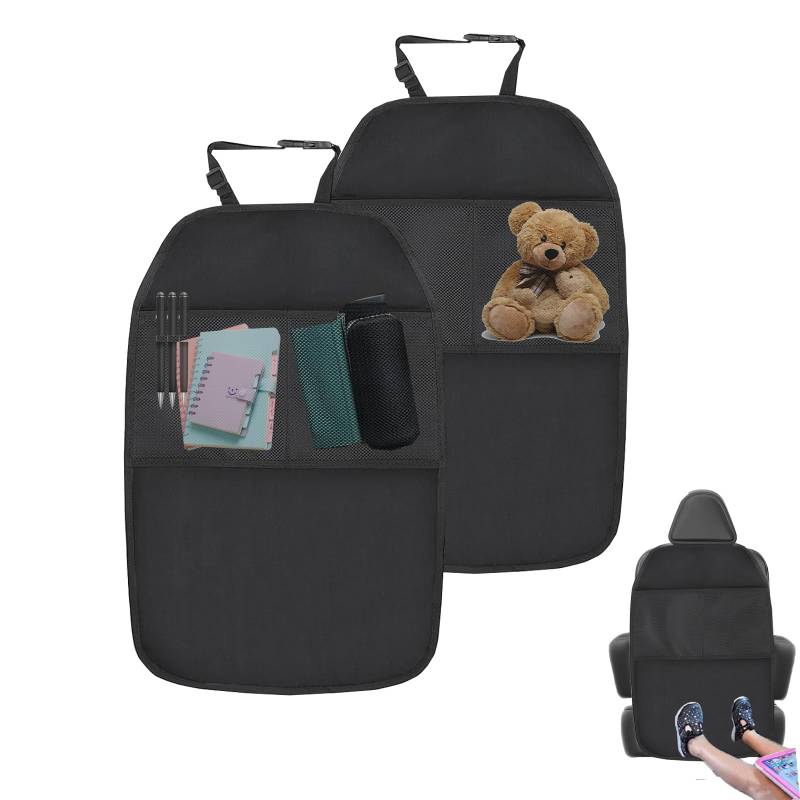 Auto Rückenlehnenschutz,Rückenlehnenschutz Auto Kinder,Wasserdichter Rücksitzschoner,Auto Rücksitz Organizer,Autositz Schutz Rückseite Kinder Mit 2 Taschen,Geeignet die Meisten Autositze,2 Stück von Bavooty