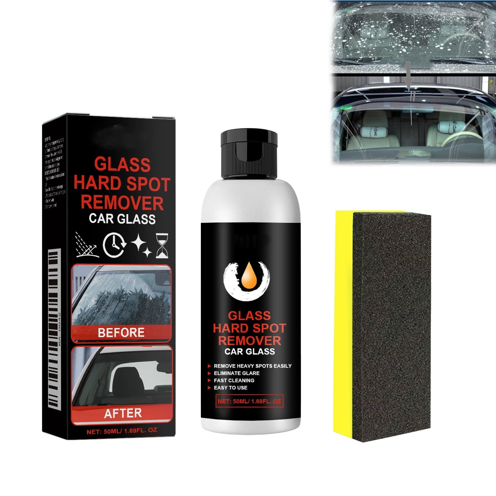 Autoglas Politurpaste Kratzer Entferner,50ML Glaspolitur Entfernt Reparaturpaste,Autoglasreinigung Paste,Autopolitur Kratzer Entfernen mit Schwamm für Autofenster Entfernt Schmutz und Wasserflecken Autoglas Politurpaste Kratzer Entferner,50ML Glaspolitur Entfernt Reparaturpaste,Autoglasreinigung Paste,Autopolitur Kratzer Entfernen mit Schwamm für Autofenster Entfernt Schmutz und Wasserflecken von Bavooty