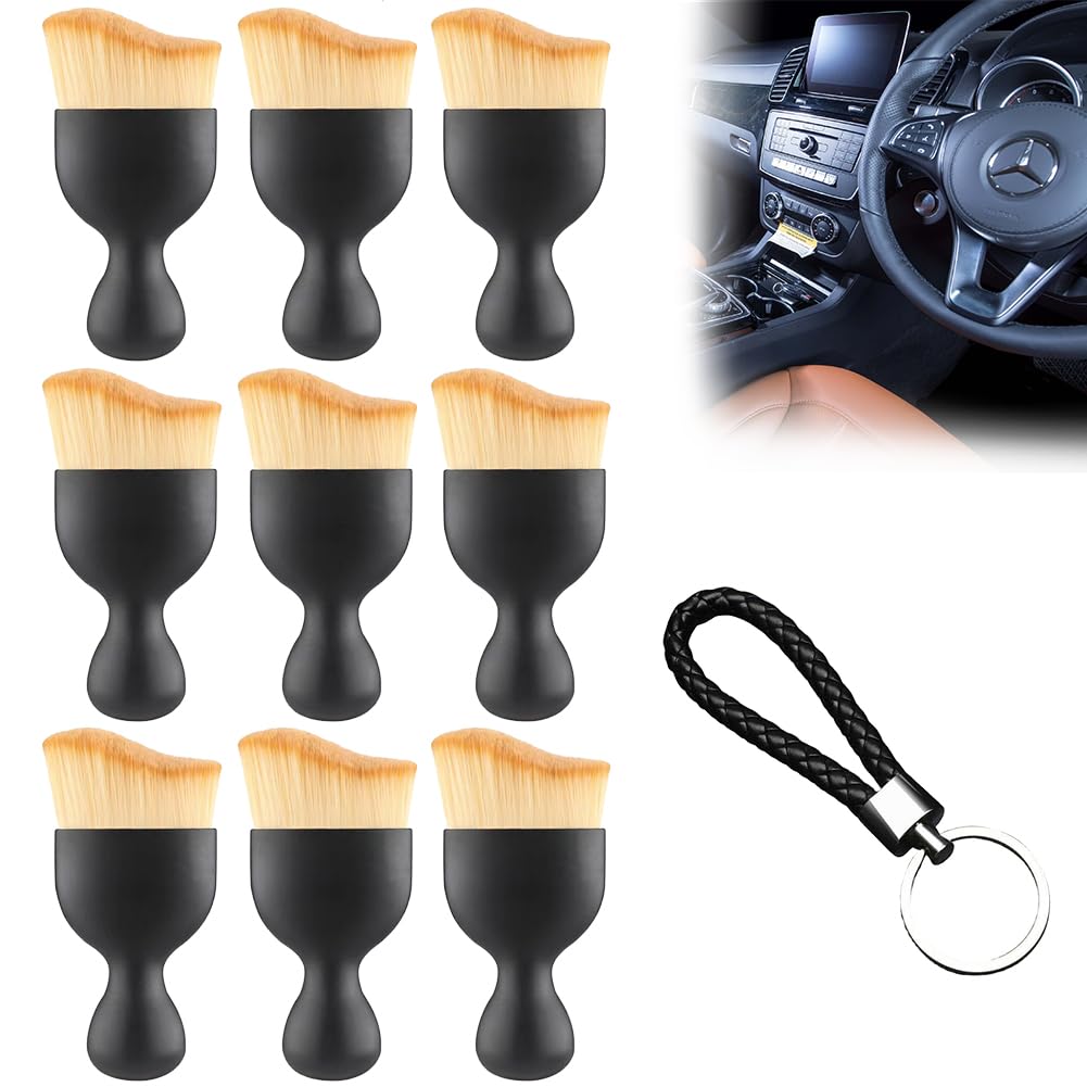 Bavooty Auto Innere Reinigungswerkzeuge Pinsel,Auto Reinigungs für den Innenraum,Auto Detailingbürste,Auto Reinigungsbürsten,Auto Detailingbürste,Autoinnenreinigungsbürste,9PCS+Schlüsselanhänger von Bavooty