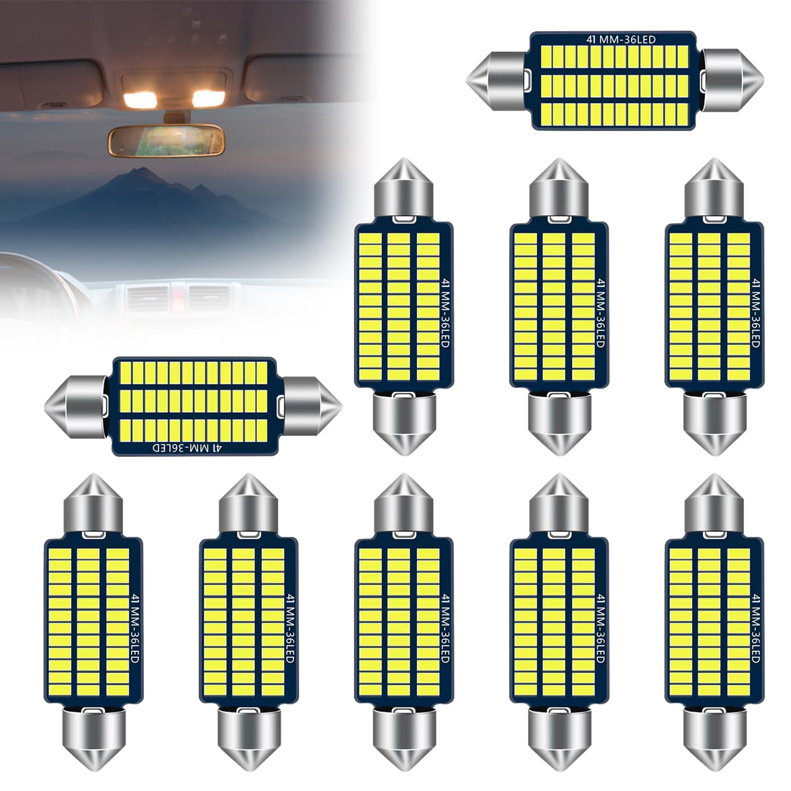 Baxcdyswe 10 Stück Innenraumbeleuchtung Auto, Innenraumbeleuchtung Birne Auto, mit 36 Lampenperlen, Plug and Play Auto Innenraum Leselampe Quelle, Weiße Licht Baxcdyswe 10 Stück Innenraumbeleuchtung Auto, Innenraumbeleuchtung Birne Auto, mit 36 Lampenperlen, Plug and Play Auto Innenraum Leselampe Quelle, Weiße Licht von Baxcdyswe
