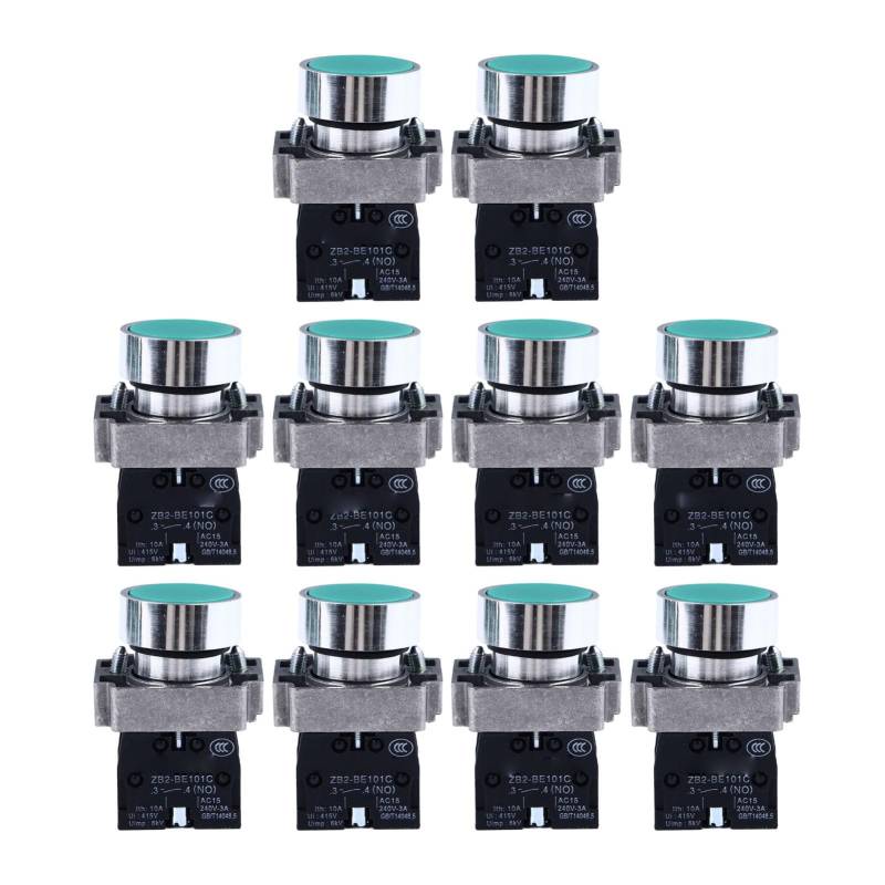 10 PCS -Druckknopfschalter, selbstreseting Flat Head 22 mm Startstoppschalter, Aluminiumlegierung mit M3,5 -Schraubenklemme, industrielle Steuerungskomponente von Baxnore