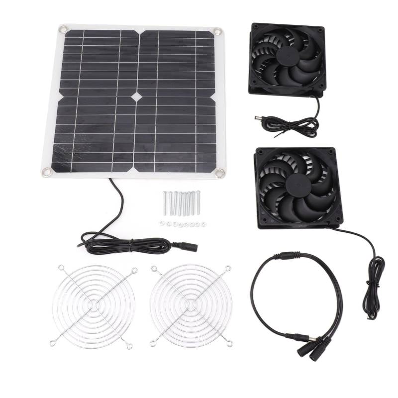 Solarpanel angetriebener Lüfter 12W 12 V Effiziente Energieumwandlung Einstellbarer Windgeschwindigkeit Leichtes tragbares Dual -Lüfter -Kit für den Innenraum Außenverwaltung von Baxnore