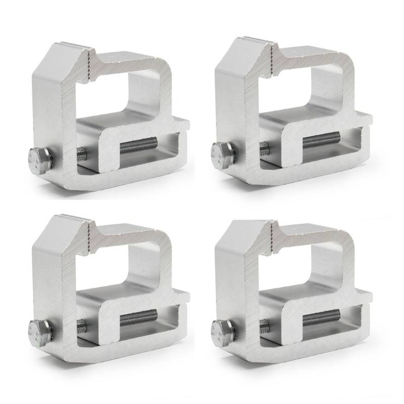 TL 2002 Utility Rail System Monting Clamp, Set von 4 Aluminiumlegierungs -LKW -Kappen mit geschlitzten Kiefern, die für den Baldachin einstellbar sind von Baxnore