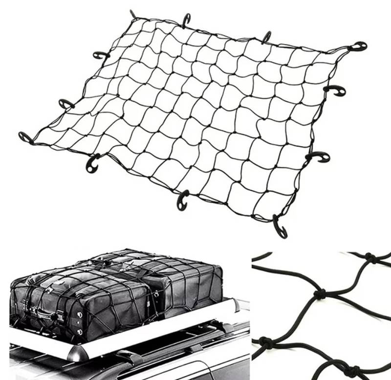 80 x 120 cm universaler Auto Netz Kofferraumnetz | Gepäcknetz mit 12 Befestigungshaken | Kofferraum Organizer für sicheren Transport | Laderaumnetz fürs Auto | PKW Abdecknetz mit Haken von Bayli