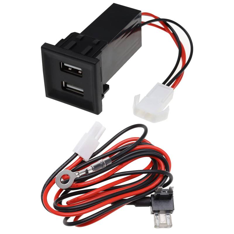 Be In Your Mind 2 Stück OEM Style Dual USB Ladegerät Piggy Back Sicherung Kabelbaum Ersatz Kompatibel mit VW T5 2003–2009 OEM Dual USB Telefon Ladegerät Ports 2 X 2,1 Ampere 12 V – 17 V von Be In Your Mind