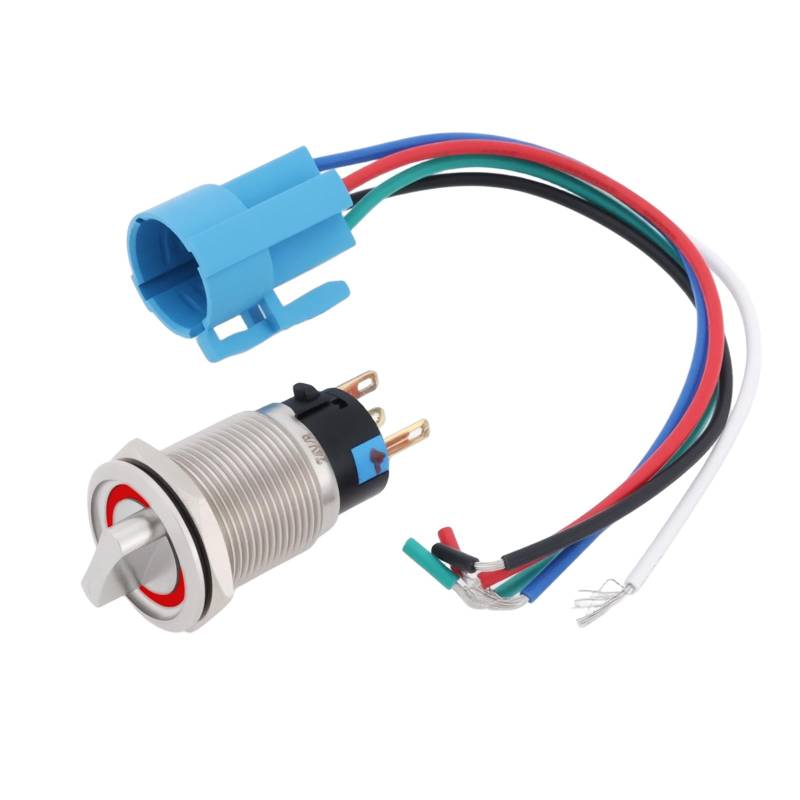 Be In Your Mind 19 Mm 5-poliger 12 V ~ 24 V Drehschalter 2 Positionen mit Rotem LED-Licht Rastwahlschalter SPDT 1NO 1NC von Be In Your Mind