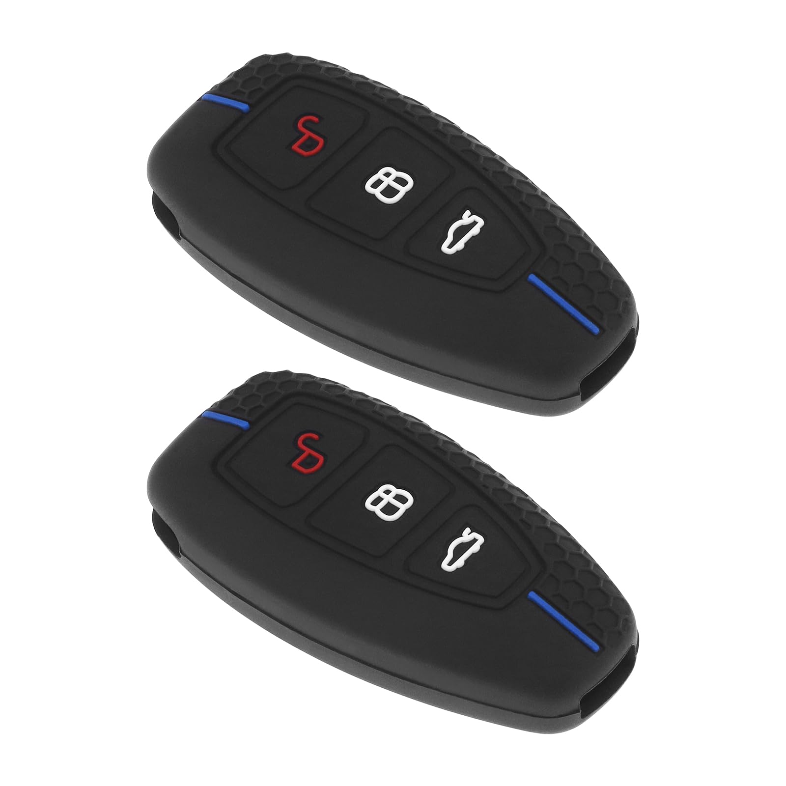 Be In Your Mind 2 Stück 3 Tasten Autoschlüssel Hülle Ersatz Kompatibel mit Ford Focus MK2 / MK3 / MK4 Silikon Schlüsselanhänger Abdeckung schwarz mit blauen Streifen Be In Your Mind 2 Stück 3 Tasten Autoschlüssel Hülle Ersatz Kompatibel mit Ford Focus MK2 / MK3 / MK4 Silikon Schlüsselanhänger Abdeckung schwarz mit blauen Streifen von Be In Your Mind