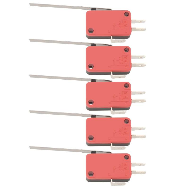 Be In Your Mind 5-teiliger Mikro-Endschalter mit 3 Anschlüssen Und Langem Scharnierhebel 16 A 250 V SPDT Mechanischer Schalter V-163-1C25 Industrielle Steuerungsanwendungen Elektronische Geräte von Be In Your Mind