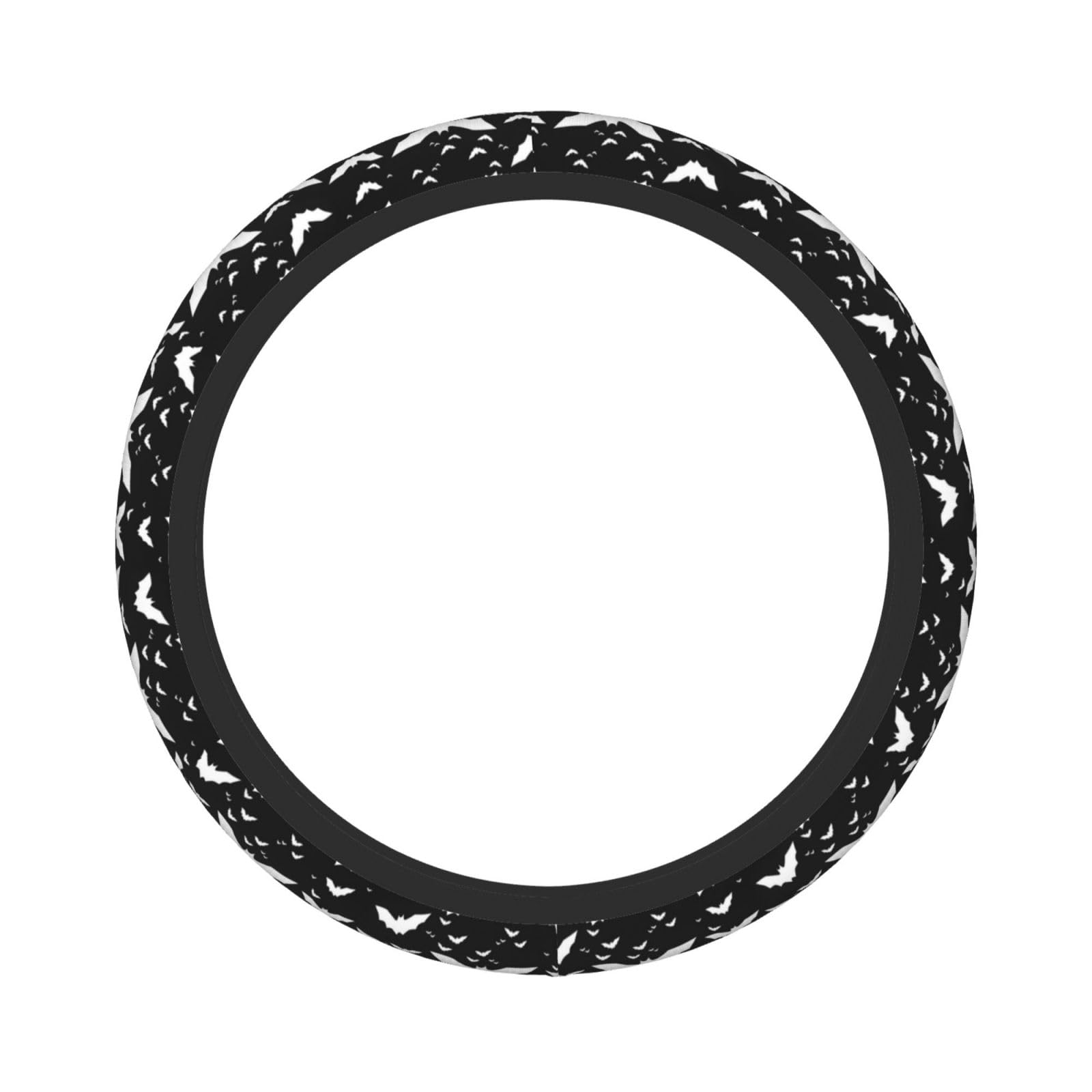 Lenkradbezug, 15 Zoll Universal-Auto-Lenkradbezug, elastisch, rutschfest, Fledermäuse weiß auf schwarz Lenkradbezug, 15 Zoll Universal-Auto-Lenkradbezug, elastisch, rutschfest, Fledermäuse weiß auf schwarz von BeNtli