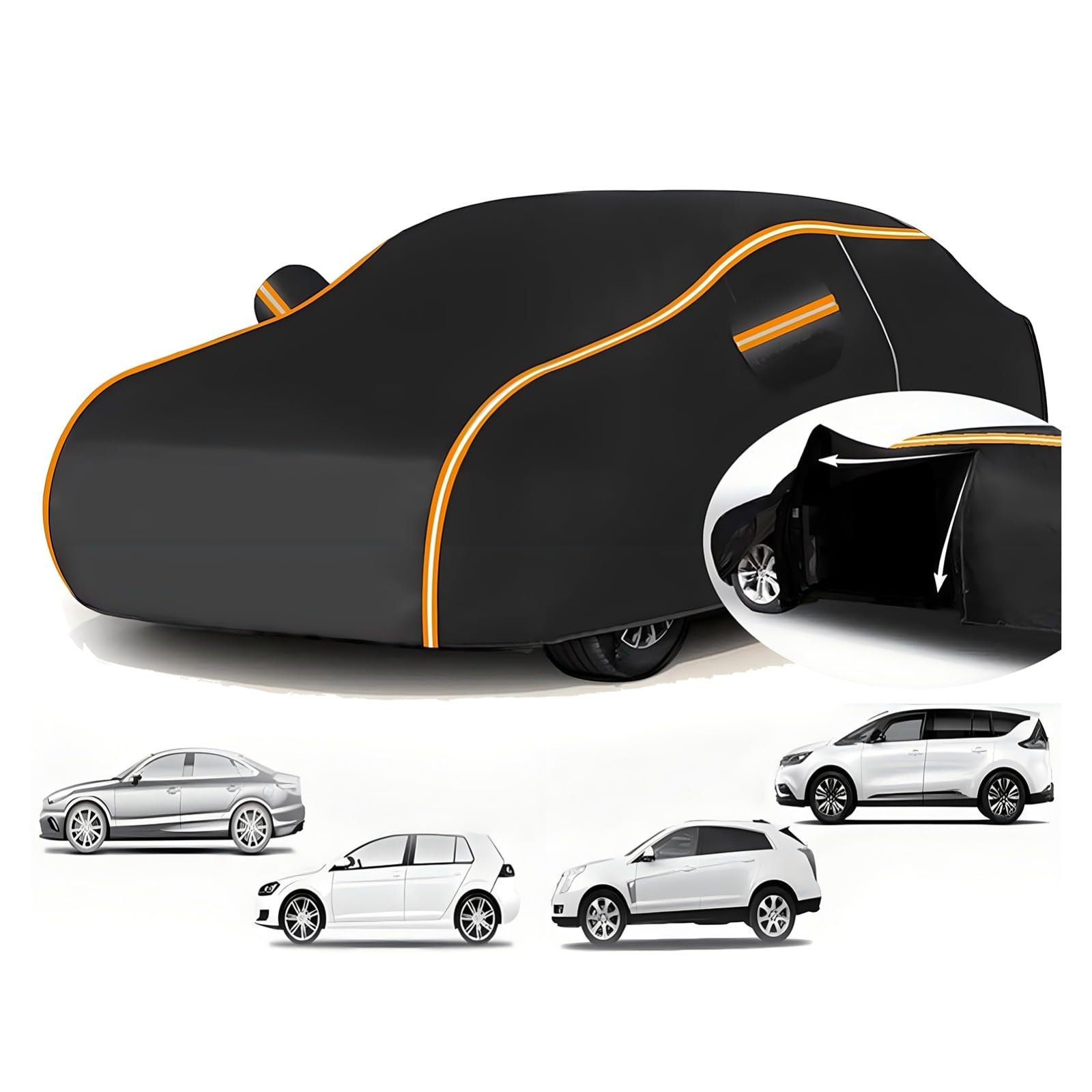 Autoabdeckung Vollgarage für Sitz Alhambra II 2010-2022(485,4x190,4x172cm),Oxford-Stoffmaterial,Lange reflektierende Streifen,wasserdicht,Kratzfest,leicht und zu installieren von BeRFLo