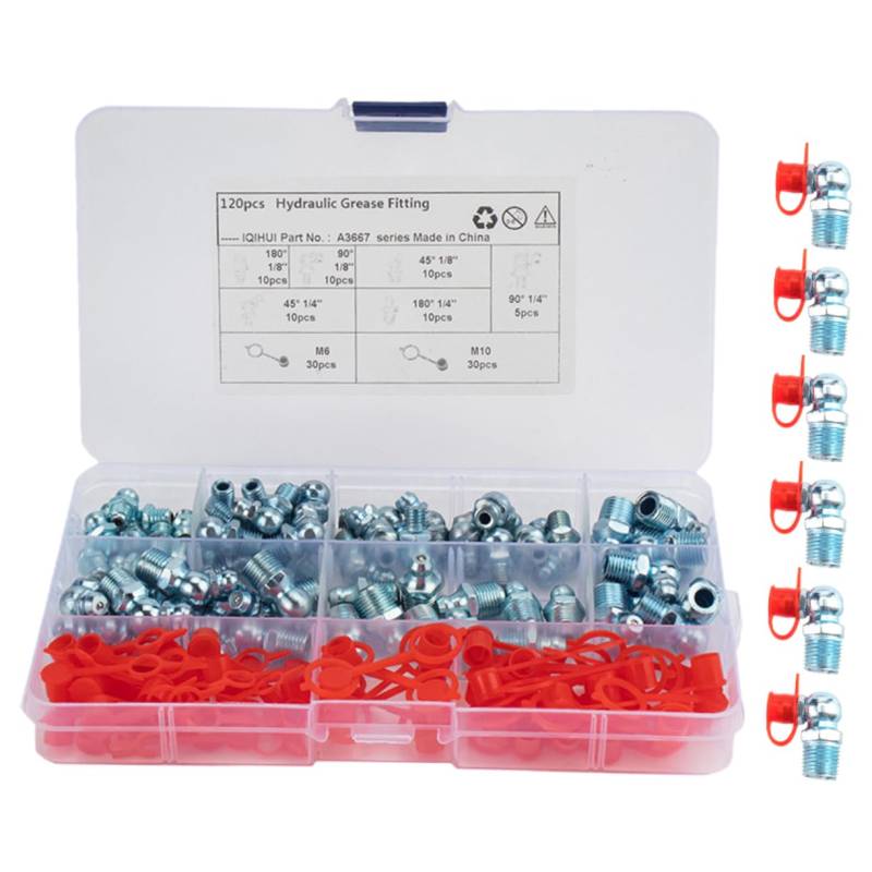 Beatifufu 2 Boxen Autoteile Schmiernippel Schmiernippel Schmiernippel Werkzeug Fettdruckentlastungsnippel Schmiernippel Schmiernippel Schmiernippel Kit Schmiernippel Buster Galvanisiertes von Beatifufu