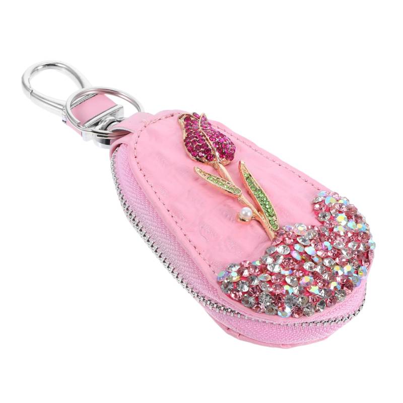 Beatifufu Autoschlüsselhalter Mit Strasssteinen, Rose, Blume, Pu-schlüsselanhänger-etui, Schutzhülle Für Auto-Fernbedienung, Tasche, Glitzernde Autoschlüsselabdeckung, Eleganter von Beatifufu