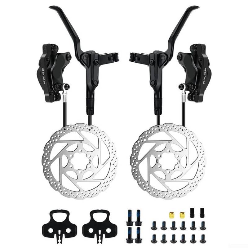 4 Kolben Hydraulische Scheibenbremse Set für Mountainbikes CNC Integrierter Bremssattel Allwetter Performance Dual-Loop Oil System MTB Bremsen Kit (mit Scheibe) von Bebykilemi