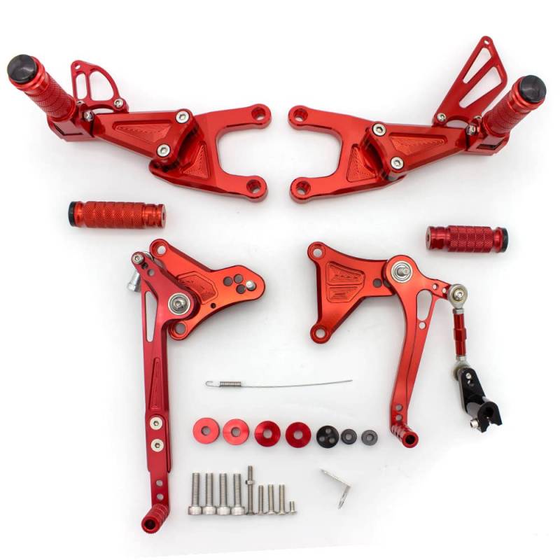 Motorcycle Footrests/Passend for Benelli Tnt125 TNT 125 2016–2020 Motorrad-Fußrastenanlage, Fußstütze, CNC-Aluminiumlegierung, Fußrastenanlage, Fußrasten(Red) von Becwdvo