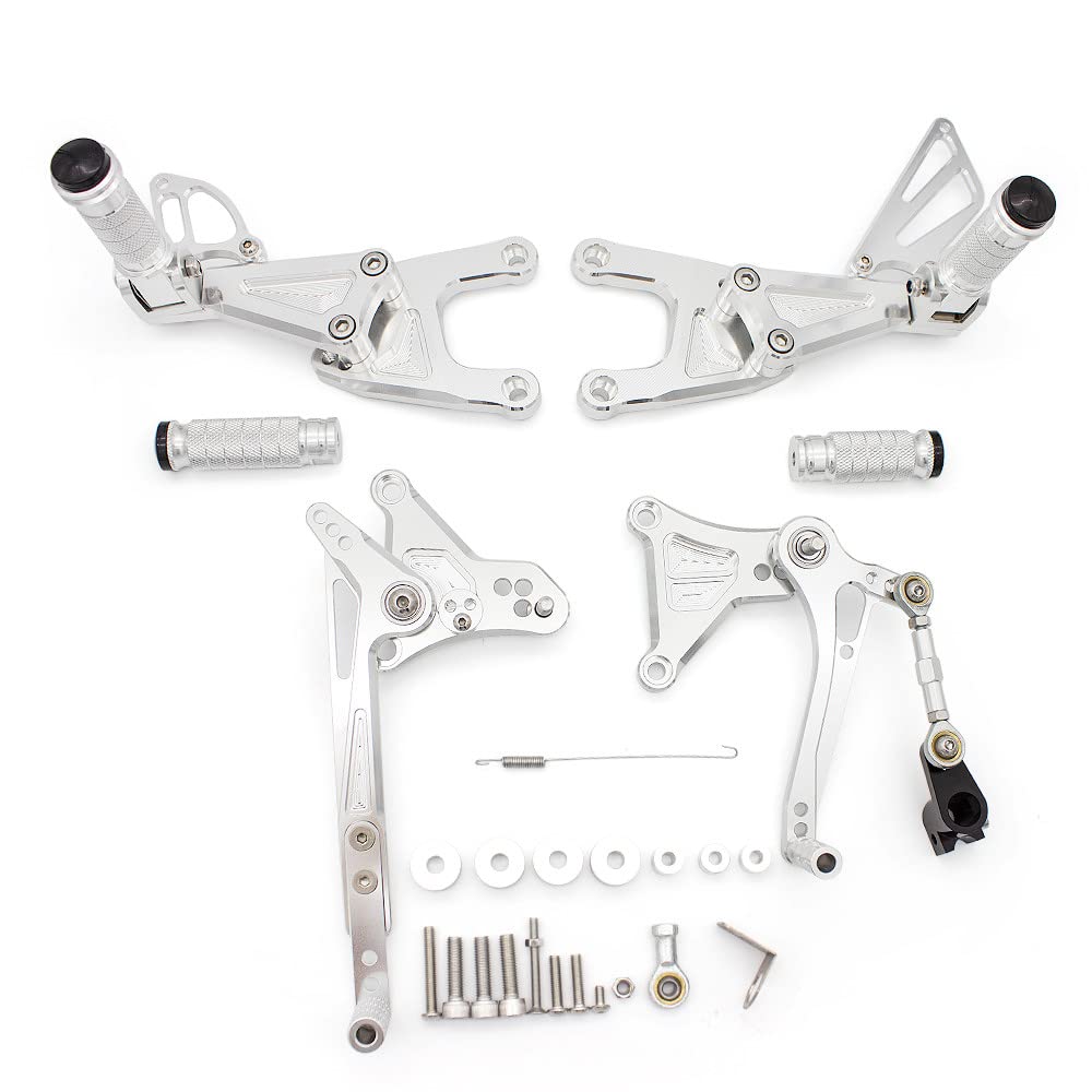 Motorcycle Footrests/Passend for Benelli Tnt125 TNT 125 2016–2020 Motorrad-Fußrastenanlage, Fußstütze, CNC-Aluminiumlegierung, Fußrastenanlage, Fußrasten(Silver) von Becwdvo