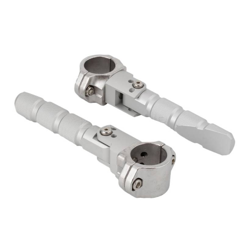 Motorcycle Footrests 22 mm 25 mm 27 mm 32 mm Universal-Motorrad-Highway-Fußstütze, 360 drehbar, 7/8 1 1,25 Zoll Crash Bar Fußrastenstützen for die meisten Modelle(Silver) von Becwdvo