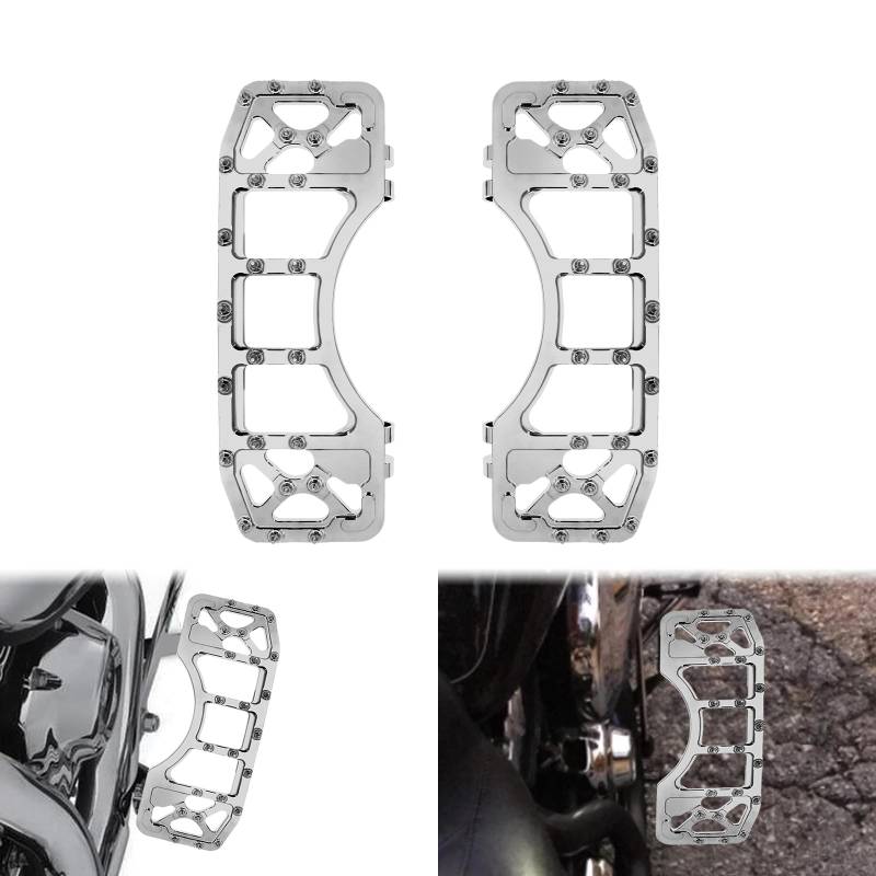 Motorcycle Footrests Motorrad Aluminium Vorne Breit Dielen Fußrasten Fahrer Fußstütze Pedale/Fit for Harley Touring Road Glide Softail FLST Dyna FLD(Chrome Floorboards) von Becwdvo