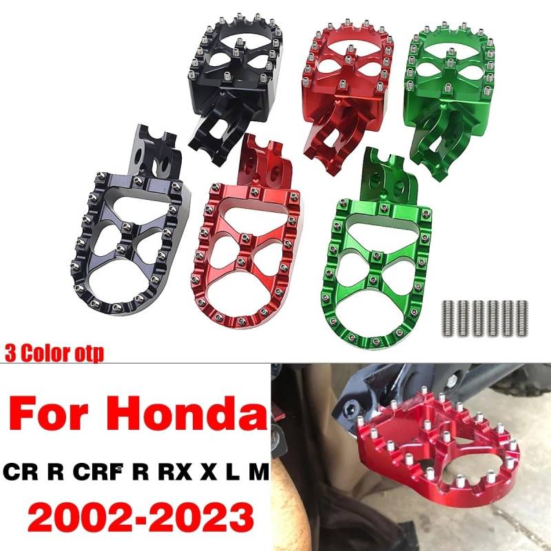 Motorcycle Footrests Motorrad CNC Fußrasten Fußrasten Fußrasten Pedale/Fit for 2002-2023 Honda CR 125 250 150R CR250R CRF 150R 250R 450R 250 450 X RX LM(Green) von Becwdvo