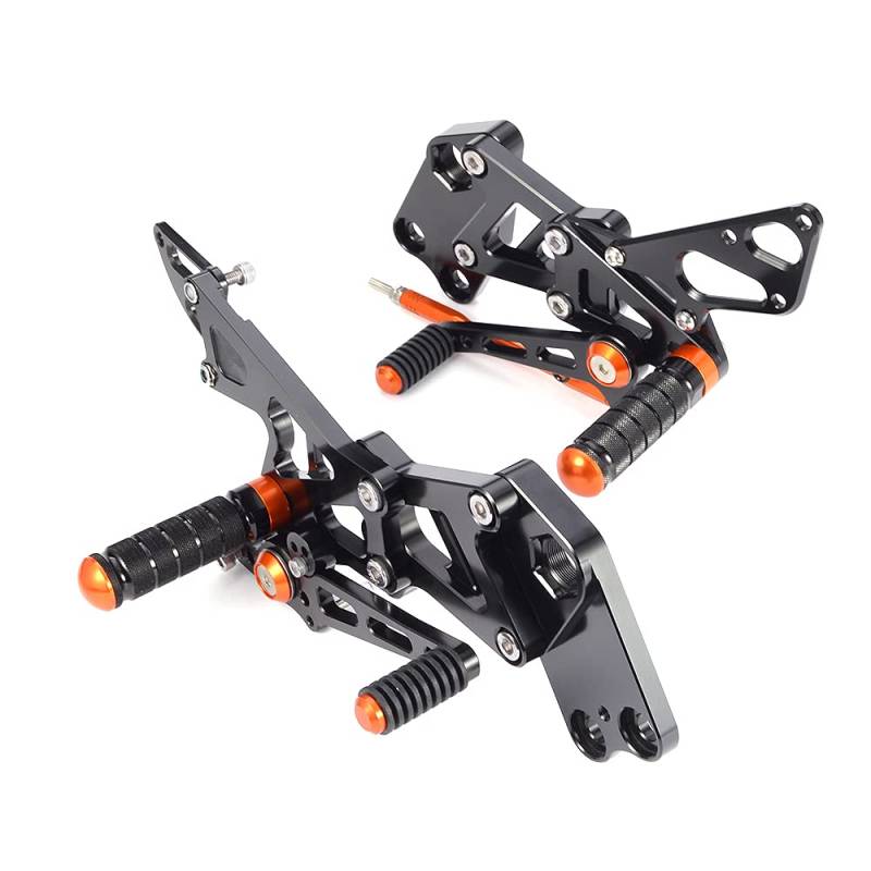 Motorcycle Footrests Motorrad Einstellbare Fußrastenanlage Fußstützen Fußrasten Pedale Hinten/Fit for KTM RC125 RC200 RC390 RC 125 200 390 2014-2021 2019 2018 2020(Black) von Becwdvo