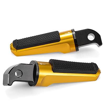 Motorcycle Footrests Motorrad-Fußrasten, Fußrasten, passend for Yamaha FZ1 FZ6 FZ6R XJ6 YZF R3 R15 R25, CNC-Aluminium, mit Gummi-Pad-Pedale(Gold) von Becwdvo