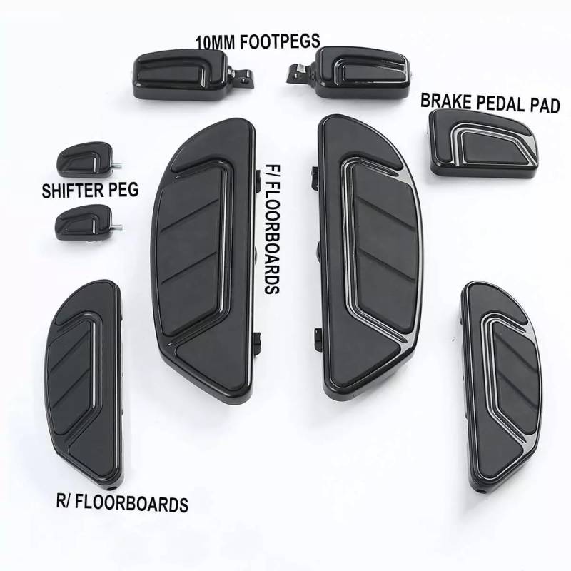 Motorcycle Footrests Motorrad Schwarz Diele Fußbrett Fußstütze Schalthebel Bremspedal/Fit for Harley Touring Road King Electra Glide Street Glide(One Set) von Becwdvo