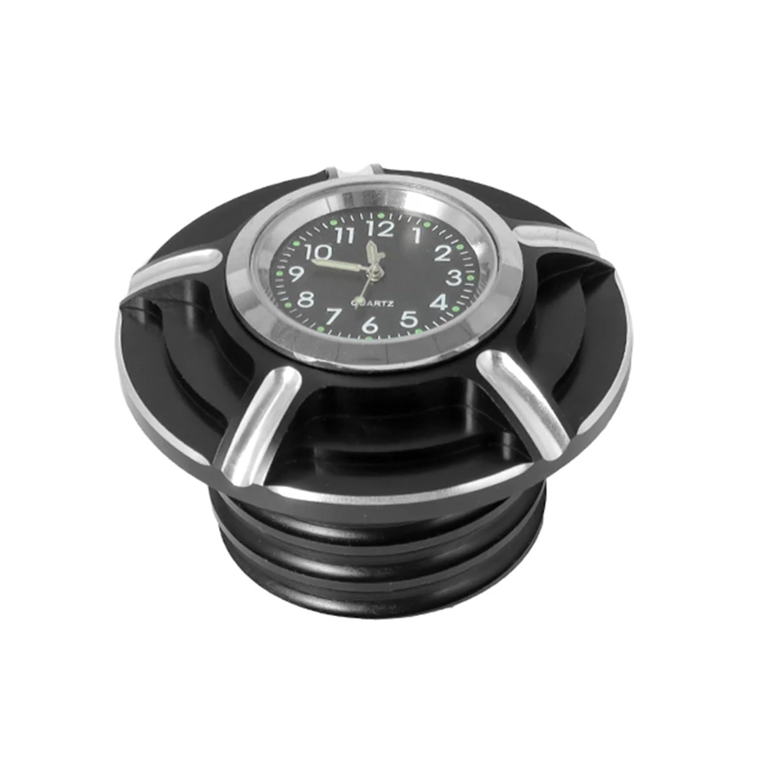 Motorcycle Gas Fuel Cap CNC-Aluminium-Motorrad-Kraftstofftank mit Uhr, schwarz, passend for Harley Davidson Sportster XL 1200 883 X48 Dyna, dekorativer Öldeckel von Becwdvo